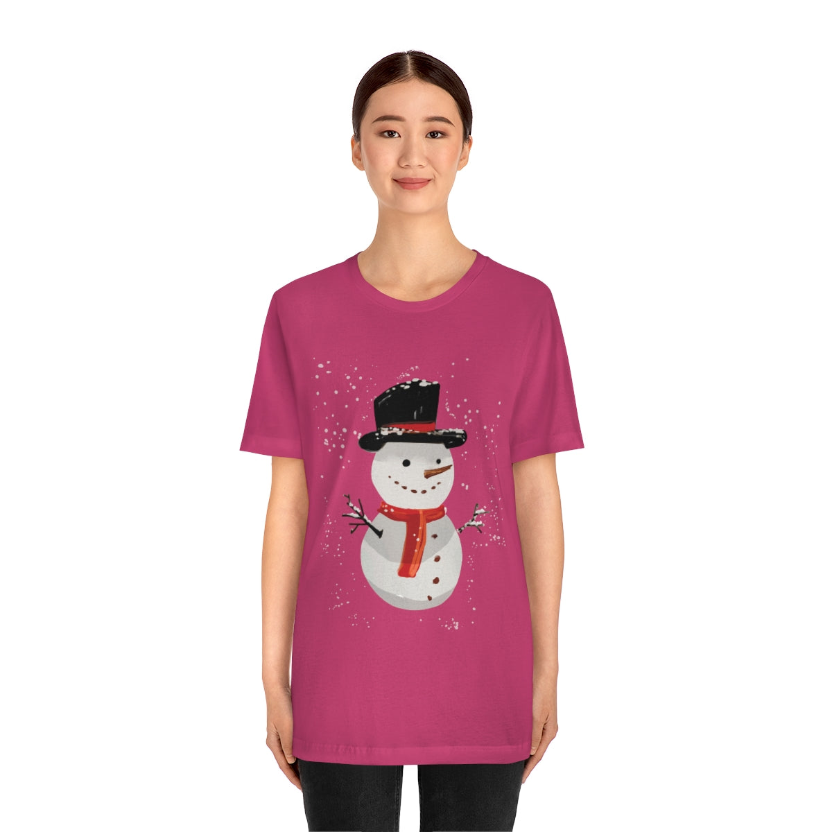 Snowman Winter Cartoon Christmas Unisex Jersey Short Sleeve T-Shirt Ichaku [Perfect Gifts Selection]