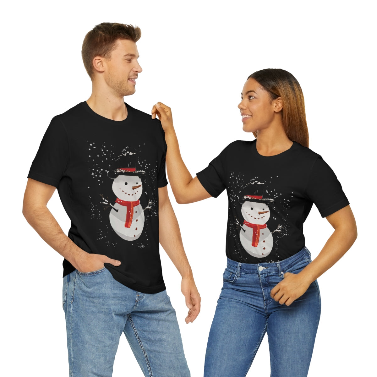 Snowman Winter Cartoon Christmas Unisex Jersey Short Sleeve T-Shirt Ichaku [Perfect Gifts Selection]