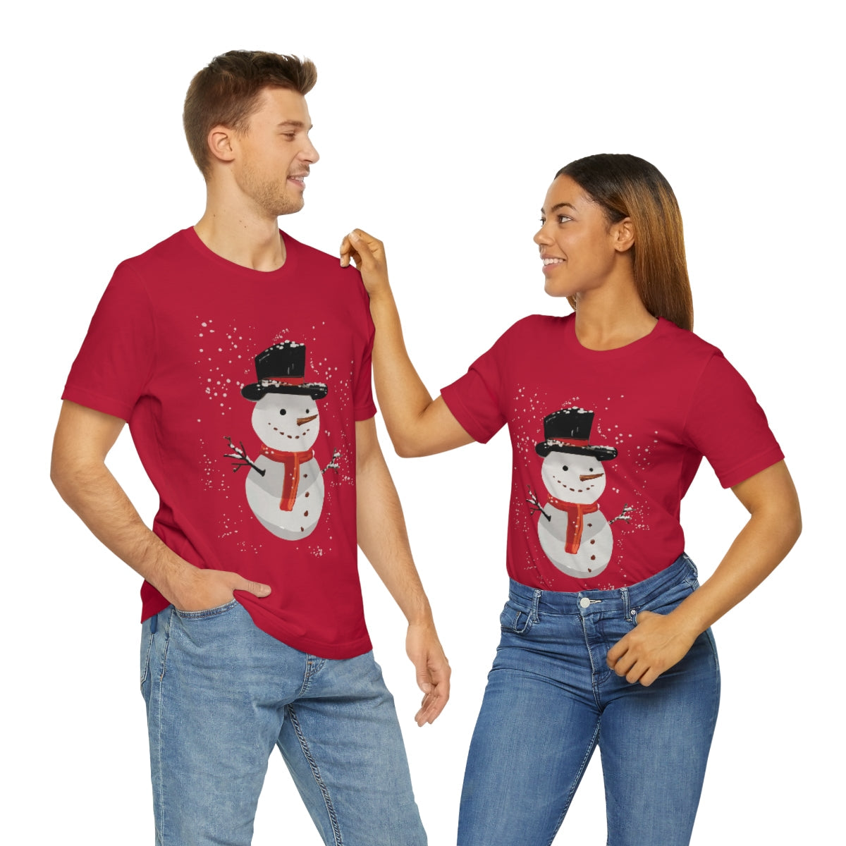 Snowman Winter Cartoon Christmas Unisex Jersey Short Sleeve T-Shirt Ichaku [Perfect Gifts Selection]