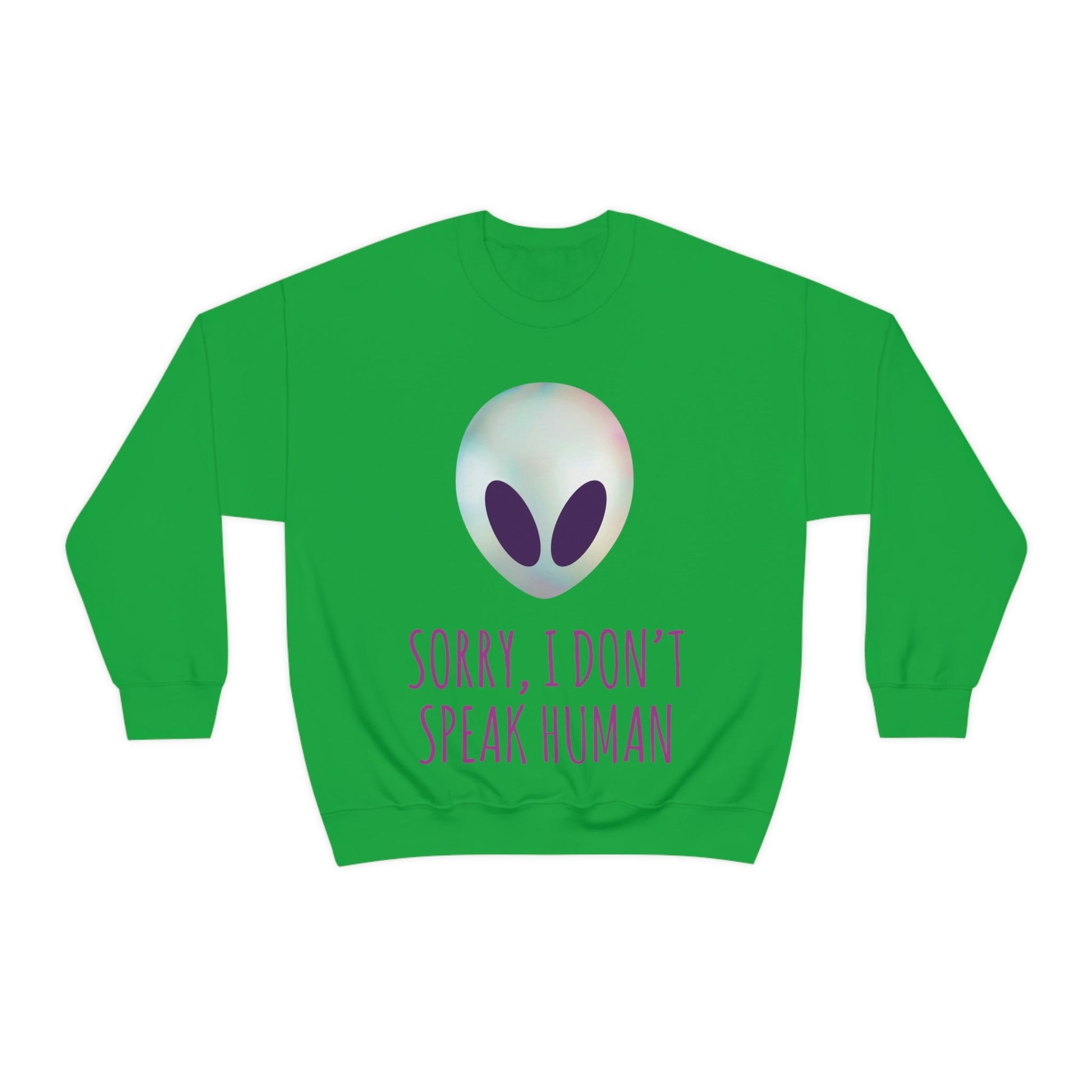 Sorry I Don` Speak Human Funny Aliens UFO Unisex Heavy Blend™ Crewneck Sweatshirt Ichaku [Perfect Gifts Selection]