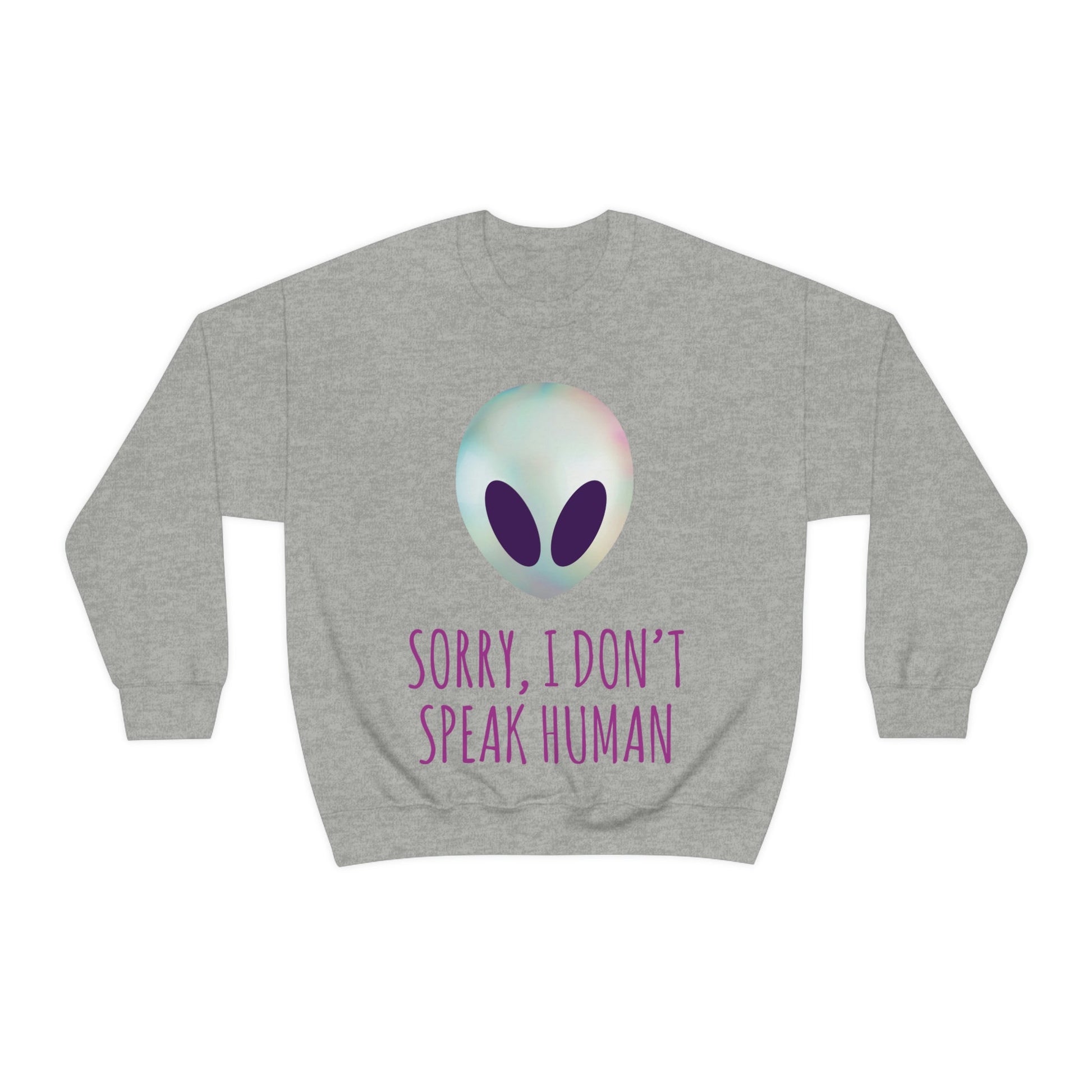 Sorry I Don` Speak Human Funny Aliens UFO Unisex Heavy Blend™ Crewneck Sweatshirt Ichaku [Perfect Gifts Selection]