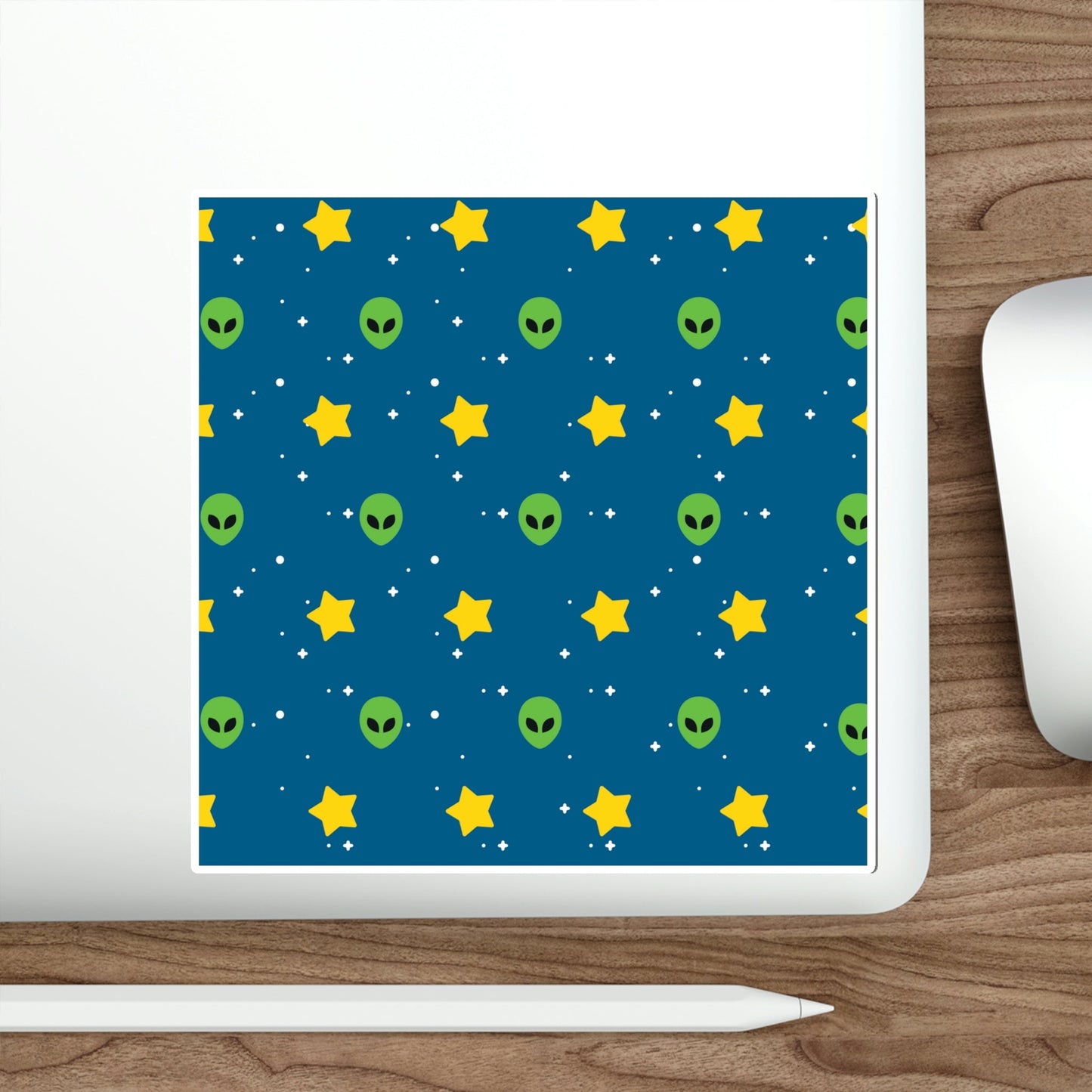 Space Pattern With Aliens UFO Movie Die-Cut Sticker Ichaku [Perfect Gifts Selection]