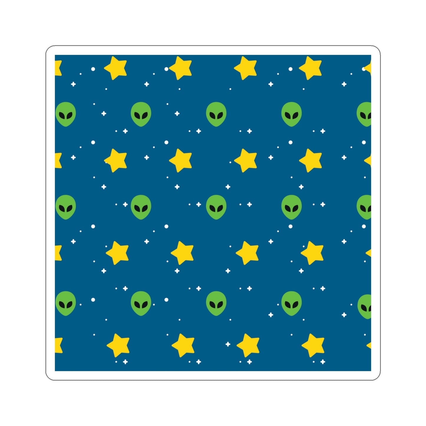 Space Pattern With Aliens UFO Movie Die-Cut Sticker Ichaku [Perfect Gifts Selection]