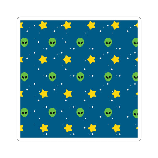 Space Pattern With Aliens UFO Movie Die-Cut Sticker Ichaku [Perfect Gifts Selection]