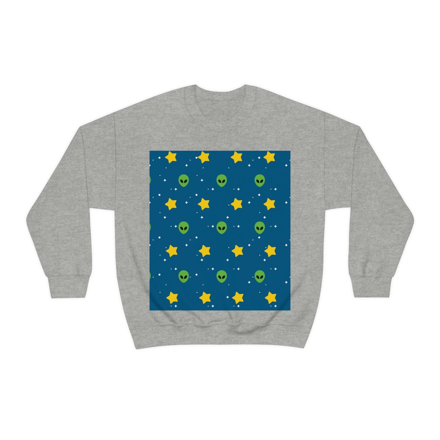 Space Pattern With Aliens UFO Movie Unisex Heavy Blend™ Crewneck Sweatshirt Ichaku [Perfect Gifts Selection]