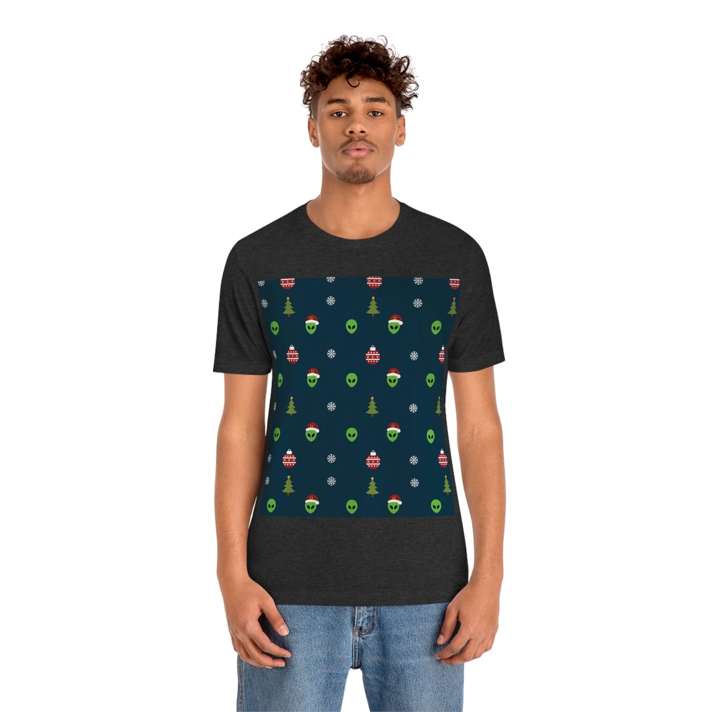 Space Pattern With Aliens UFO Movie Unisex Jersey Short Sleeve T-Shirt Ichaku [Perfect Gifts Selection]