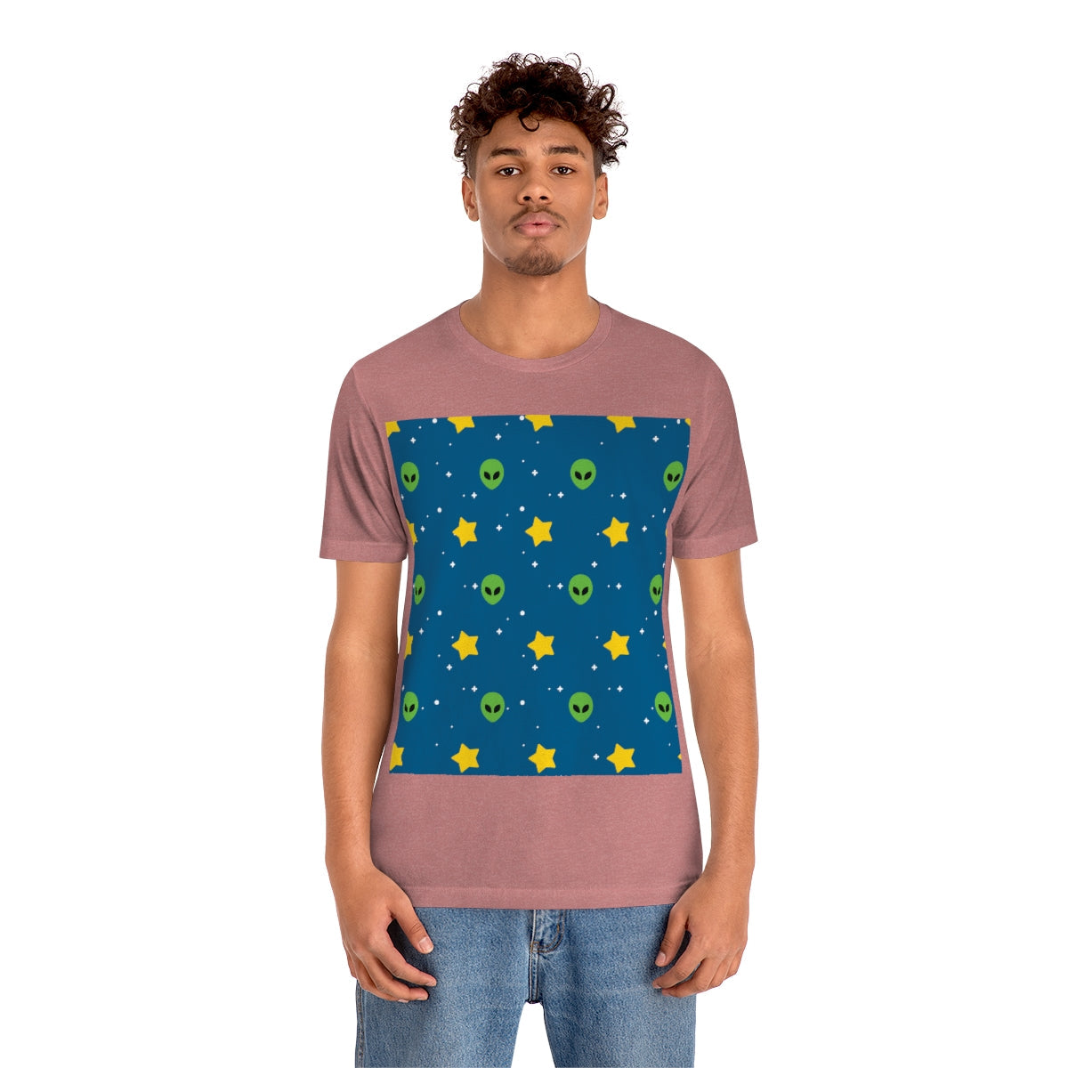 Space Pattern With Aliens UFO Movie Unisex Jersey Short Sleeve T-Shirt Ichaku [Perfect Gifts Selection]