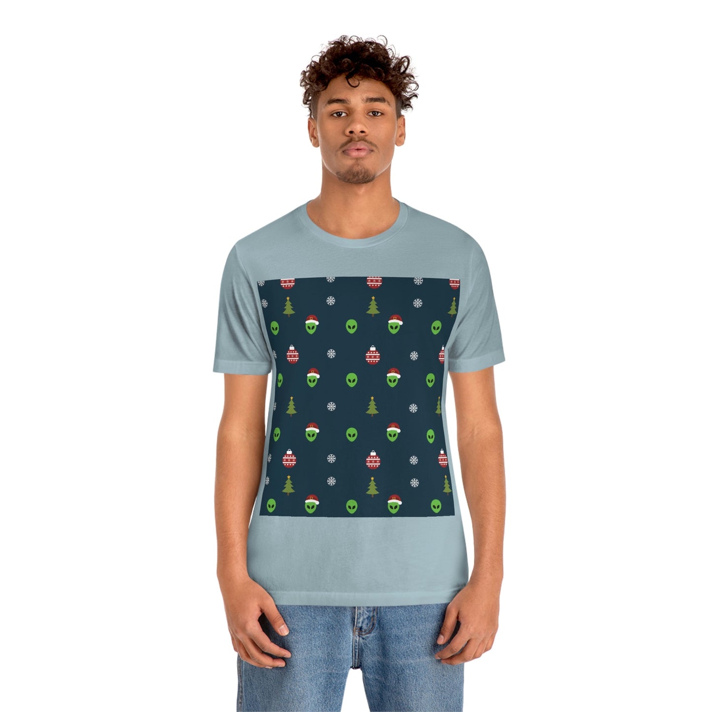 Space Pattern With Aliens UFO Movie Unisex Jersey Short Sleeve T-Shirt Ichaku [Perfect Gifts Selection]