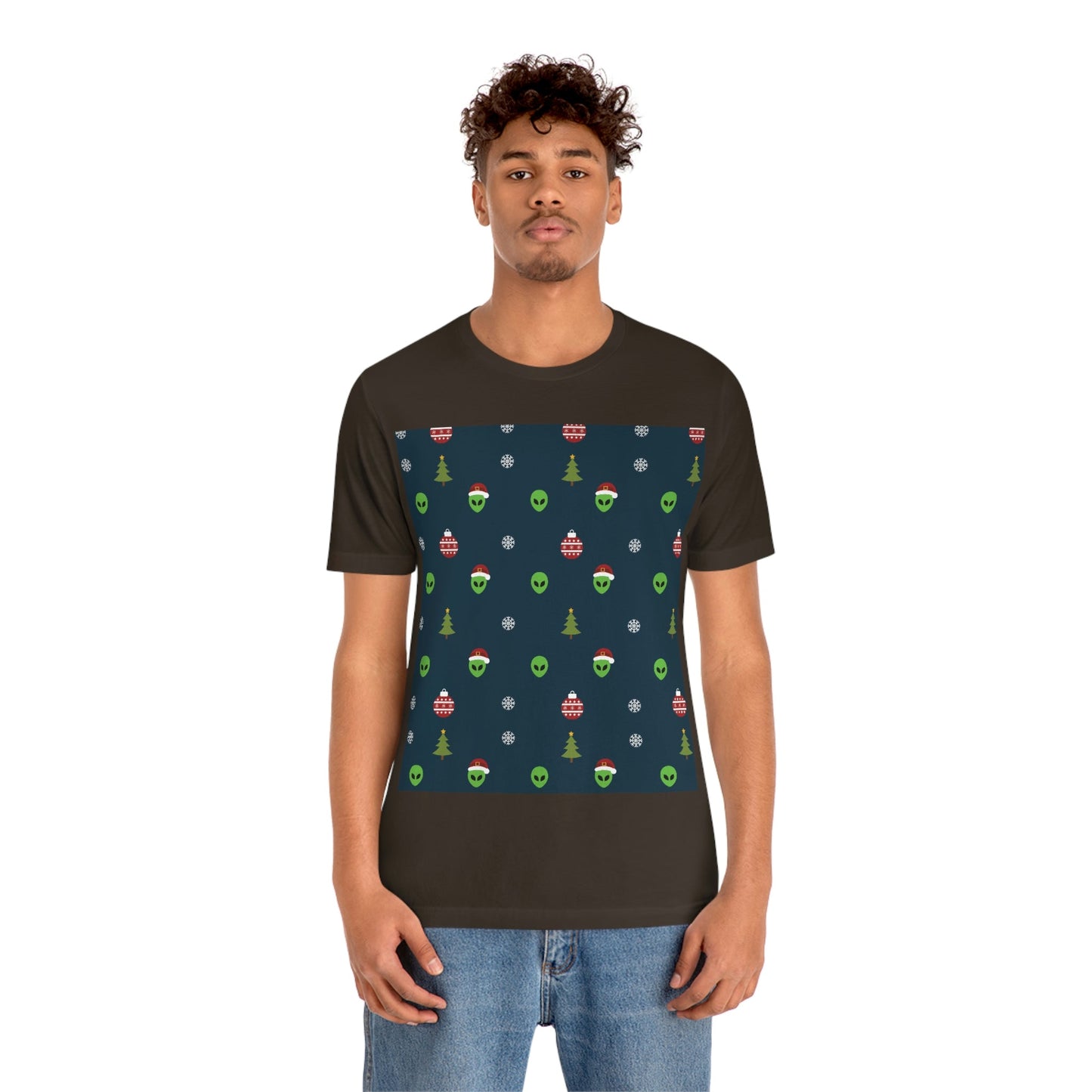 Space Pattern With Aliens UFO Movie Unisex Jersey Short Sleeve T-Shirt Ichaku [Perfect Gifts Selection]