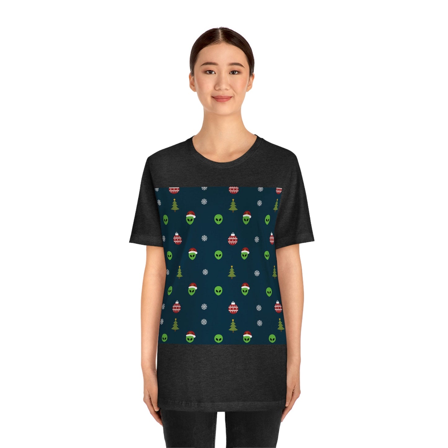 Space Pattern With Aliens UFO Movie Unisex Jersey Short Sleeve T-Shirt Ichaku [Perfect Gifts Selection]