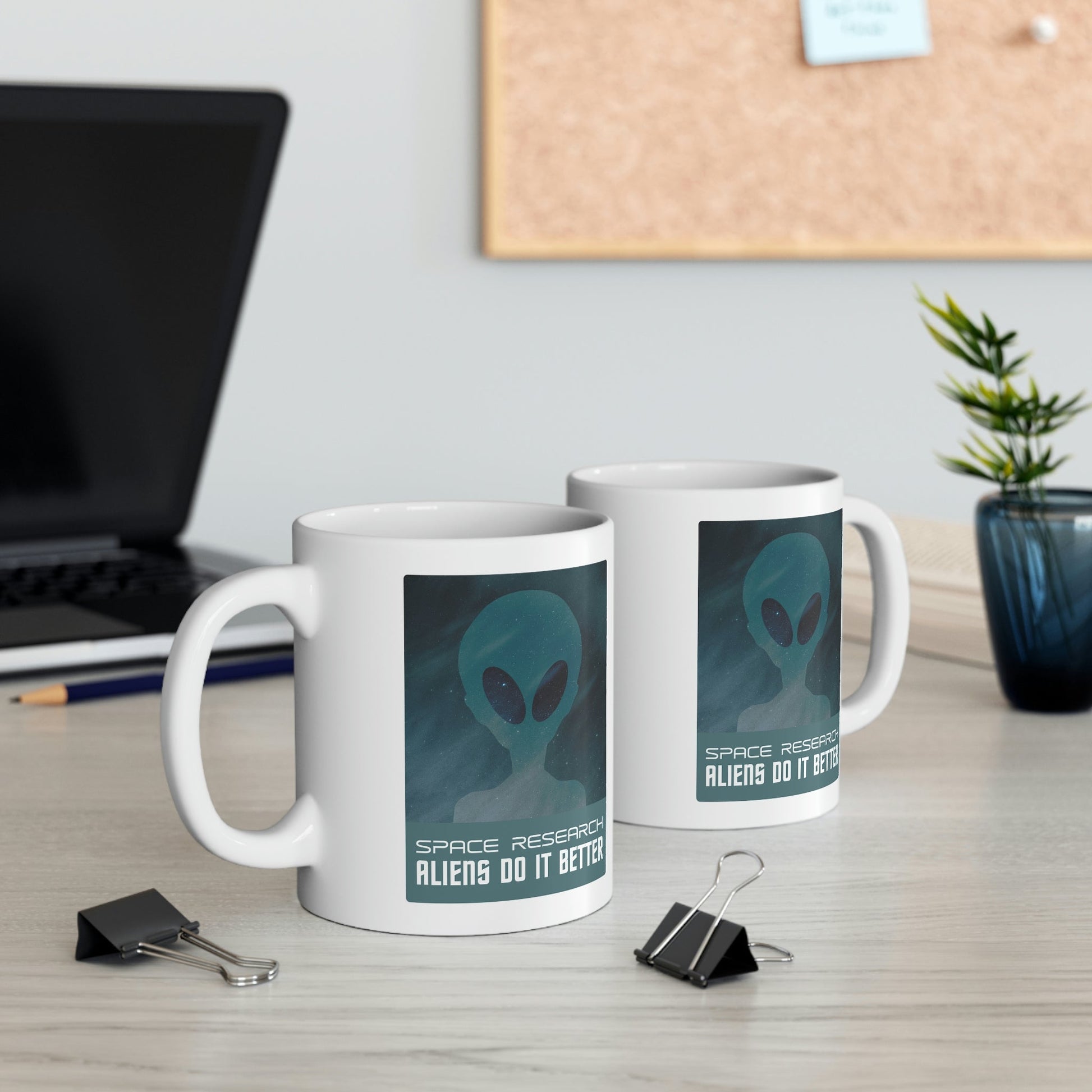 Space Research UFO Aliens Funny Quotes Ceramic Mug 11oz Ichaku [Perfect Gifts Selection]