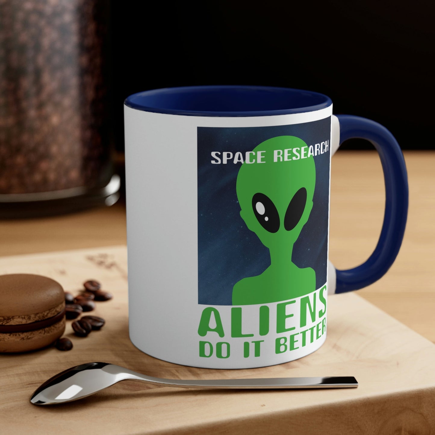 Space Research UFO Aliens Funny Quotes Classic Accent Coffee Mug 11oz Ichaku [Perfect Gifts Selection]