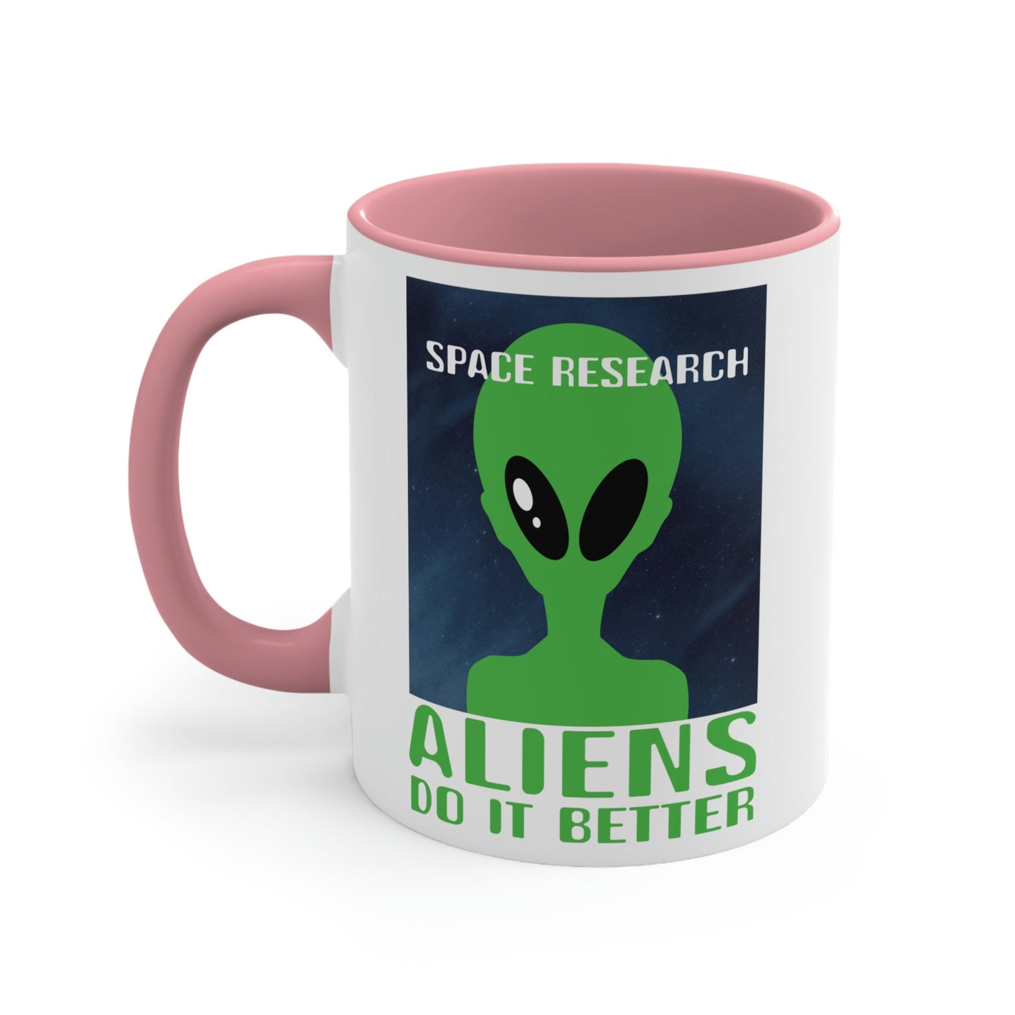 Space Research UFO Aliens Funny Quotes Classic Accent Coffee Mug 11oz Ichaku [Perfect Gifts Selection]