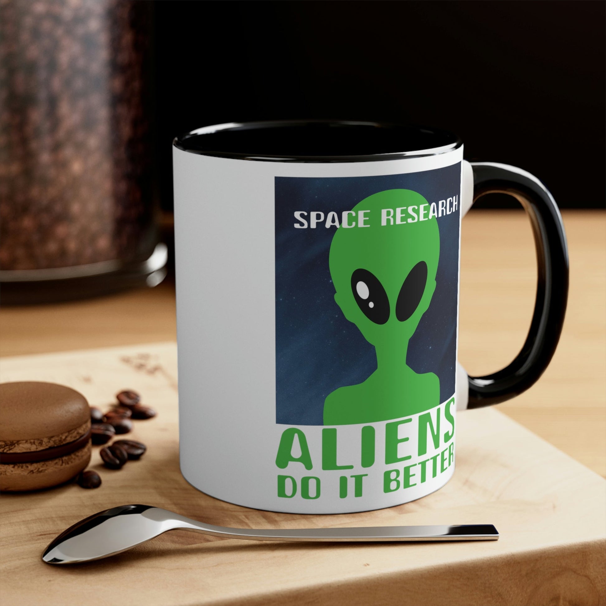 Space Research UFO Aliens Funny Quotes Classic Accent Coffee Mug 11oz Ichaku [Perfect Gifts Selection]