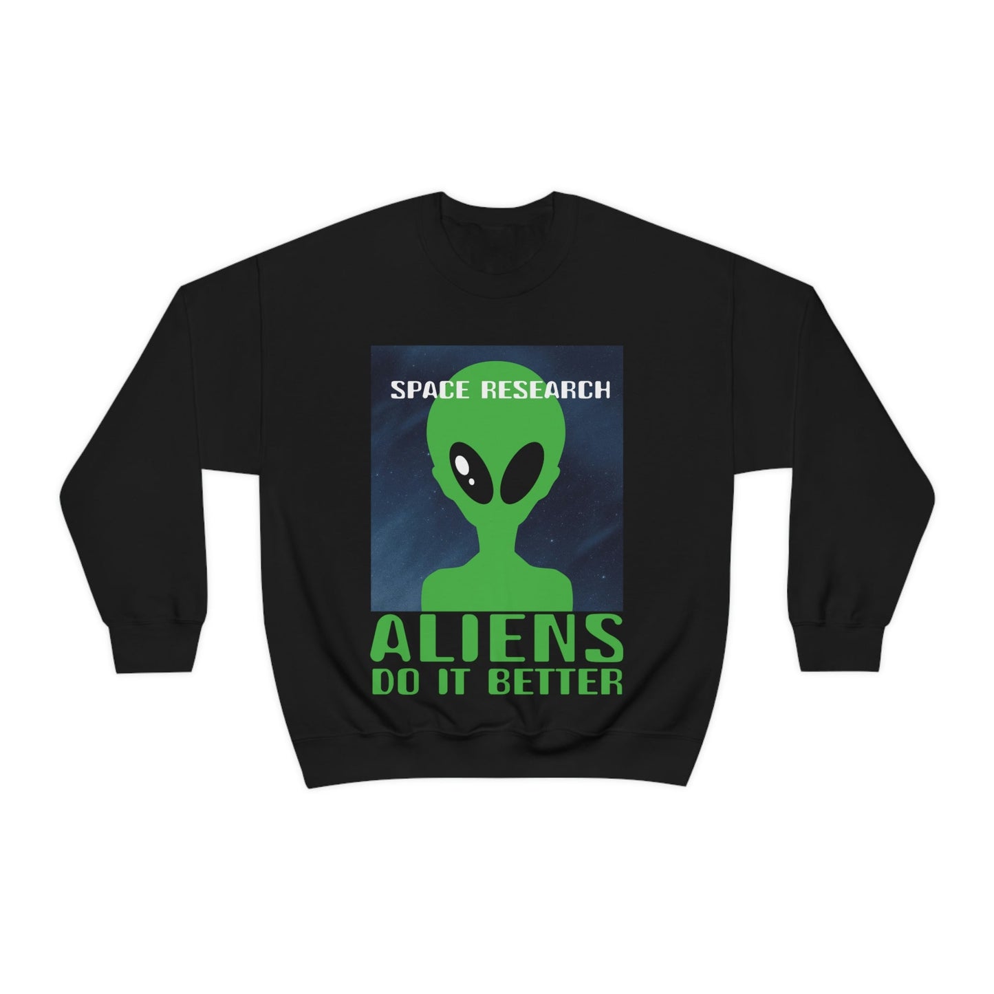 Space Research UFO Aliens Funny Quotes Unisex Heavy Blend™ Crewneck Sweatshirt Ichaku [Perfect Gifts Selection]