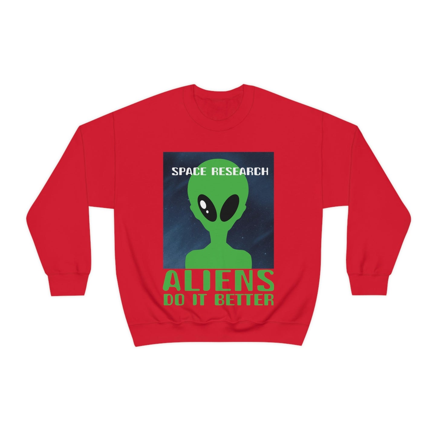 Space Research UFO Aliens Funny Quotes Unisex Heavy Blend™ Crewneck Sweatshirt Ichaku [Perfect Gifts Selection]