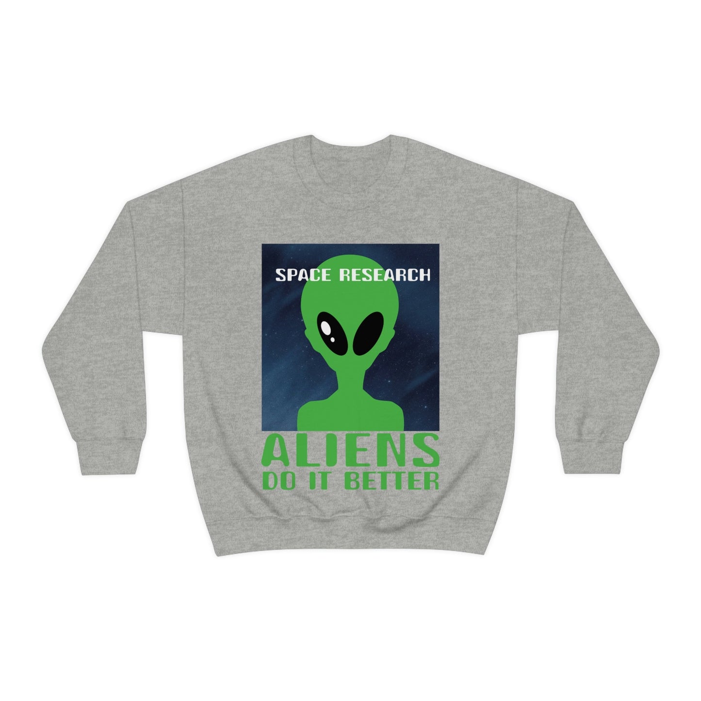 Space Research UFO Aliens Funny Quotes Unisex Heavy Blend™ Crewneck Sweatshirt Ichaku [Perfect Gifts Selection]