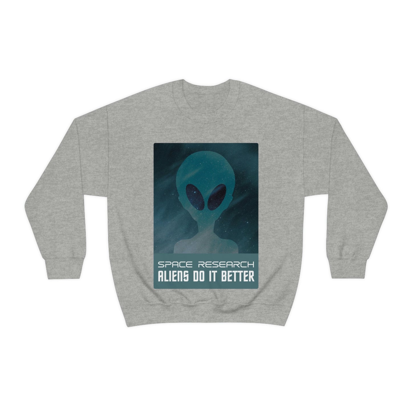 Space Research UFO Aliens Funny Quotes Unisex Heavy Blend™ Crewneck Sweatshirt Ichaku [Perfect Gifts Selection]