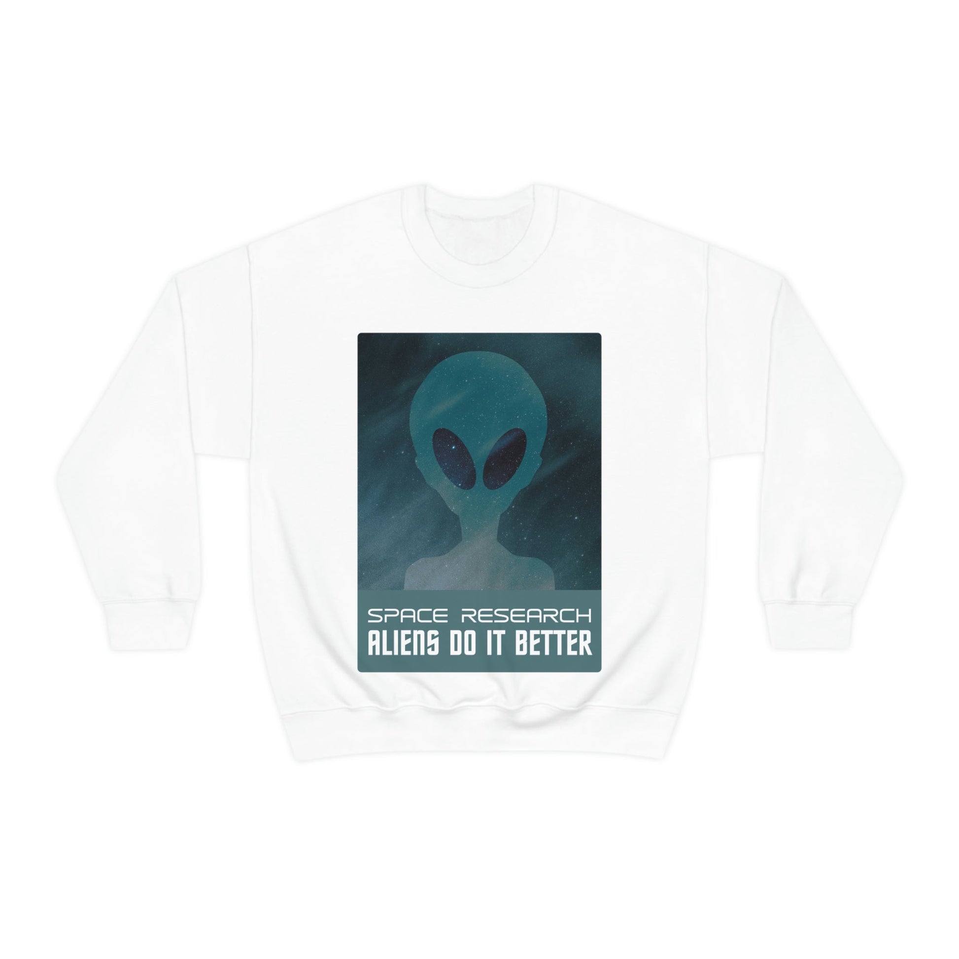 Space Research UFO Aliens Funny Quotes Unisex Heavy Blend™ Crewneck Sweatshirt Ichaku [Perfect Gifts Selection]