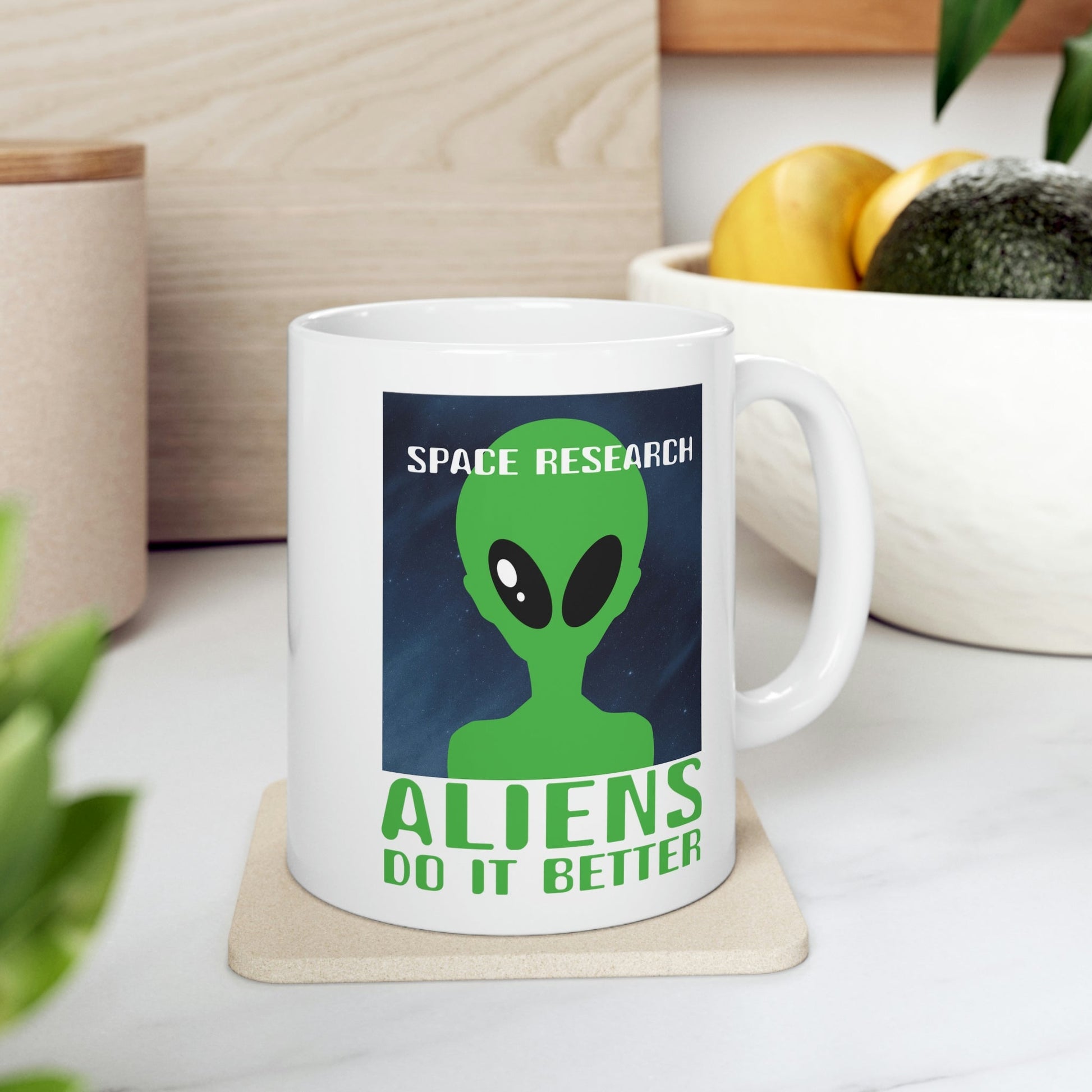 Space Research UFO Funny Quotes Ceramic Mug 11oz Ichaku [Perfect Gifts Selection]