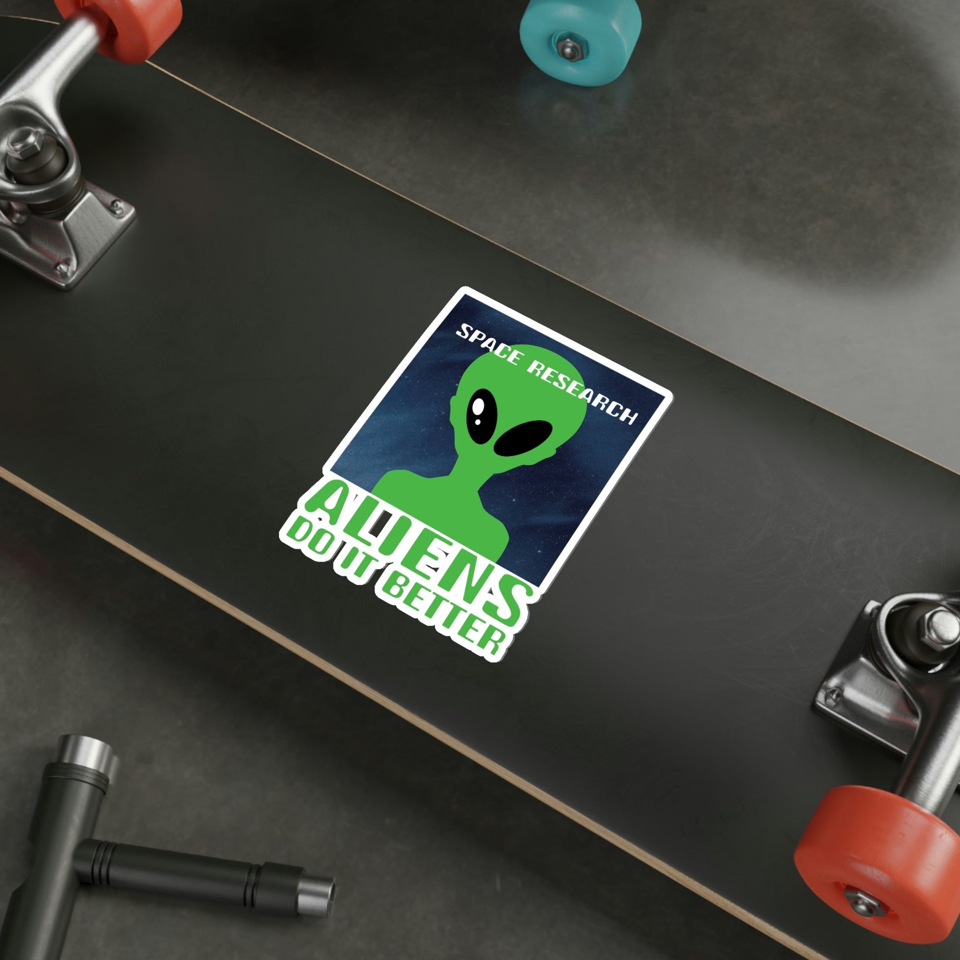 Space Research UFO Funny Quotes Die-Cut Sticker Ichaku [Perfect Gifts Selection]