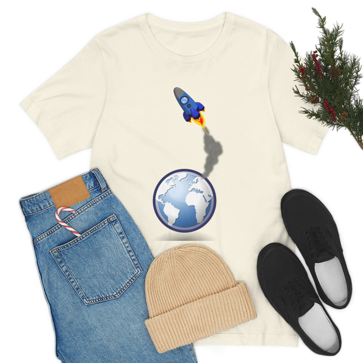 Space Ship Earth Travel To The Universe Future Unisex Jersey Short Sleeve T-Shirt Ichaku [Perfect Gifts Selection]