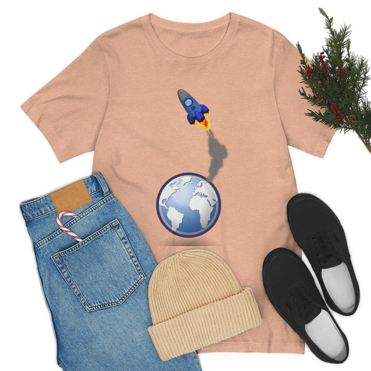 Space Ship Earth Travel To The Universe Future Unisex Jersey Short Sleeve T-Shirt Ichaku [Perfect Gifts Selection]