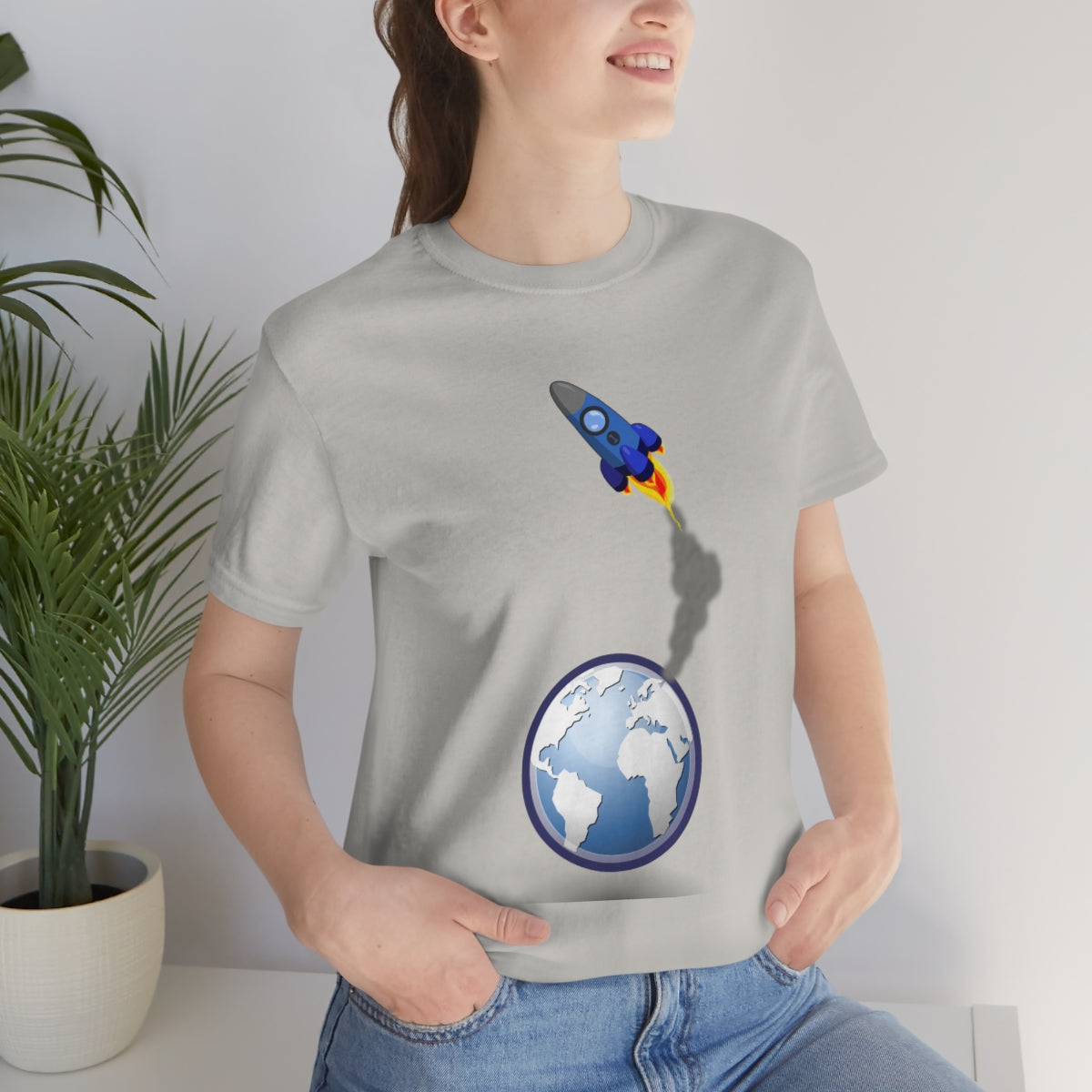 Space Ship Earth Travel To The Universe Future Unisex Jersey Short Sleeve T-Shirt Ichaku [Perfect Gifts Selection]