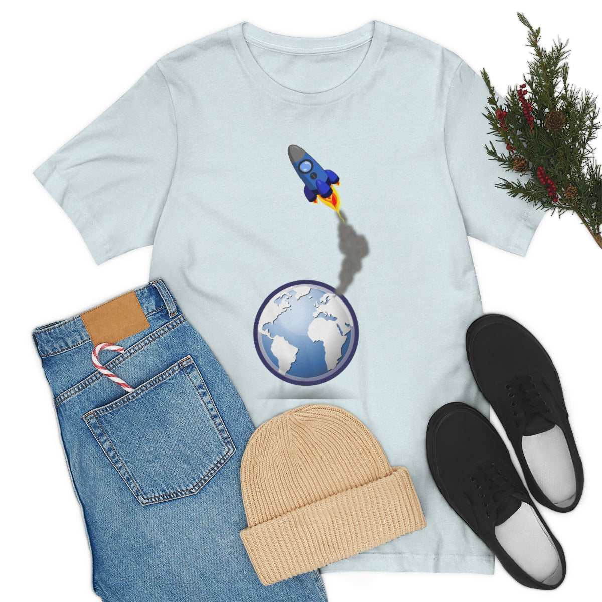 Space Ship Earth Travel To The Universe Future Unisex Jersey Short Sleeve T-Shirt Ichaku [Perfect Gifts Selection]