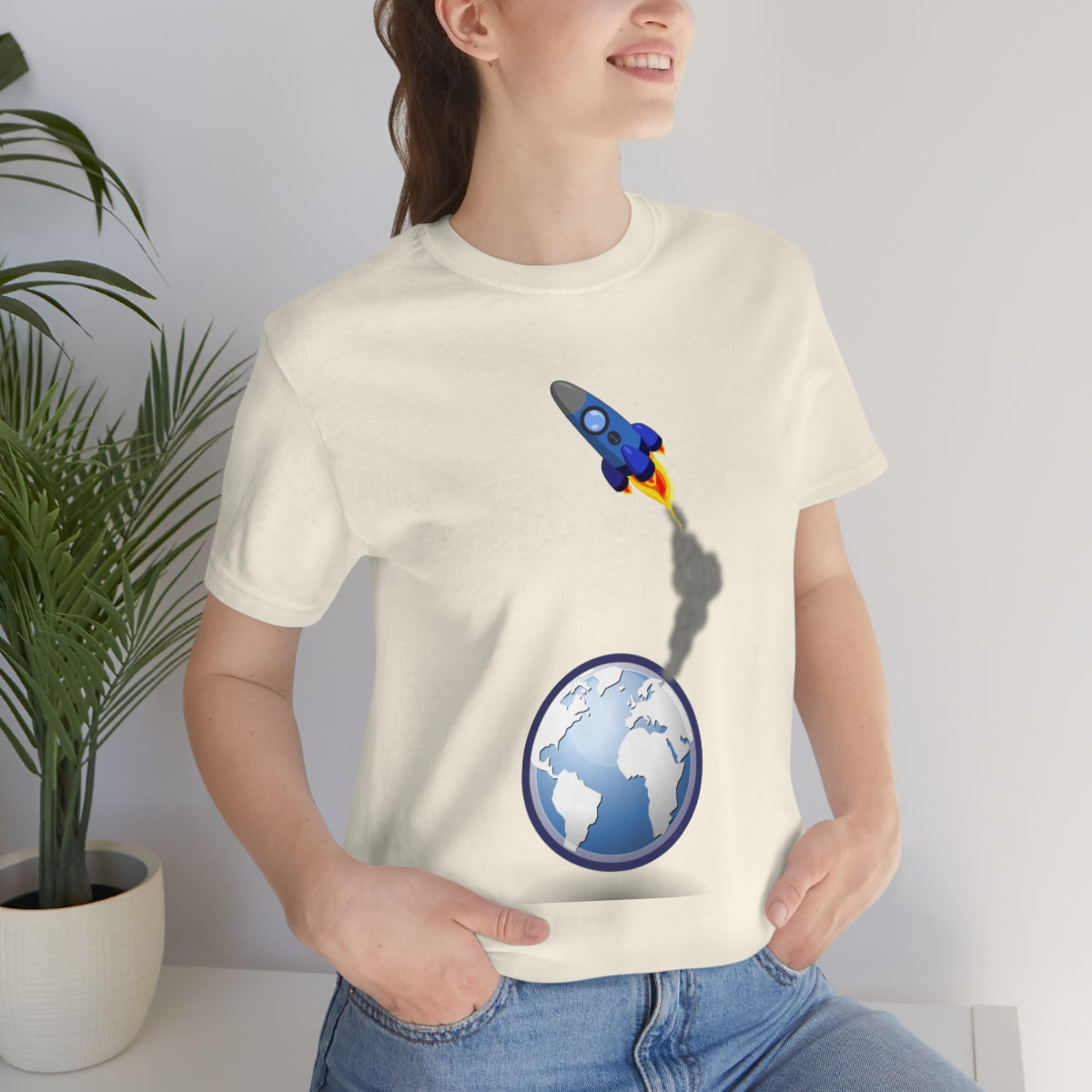 Space Ship Earth Travel To The Universe Future Unisex Jersey Short Sleeve T-Shirt Ichaku [Perfect Gifts Selection]