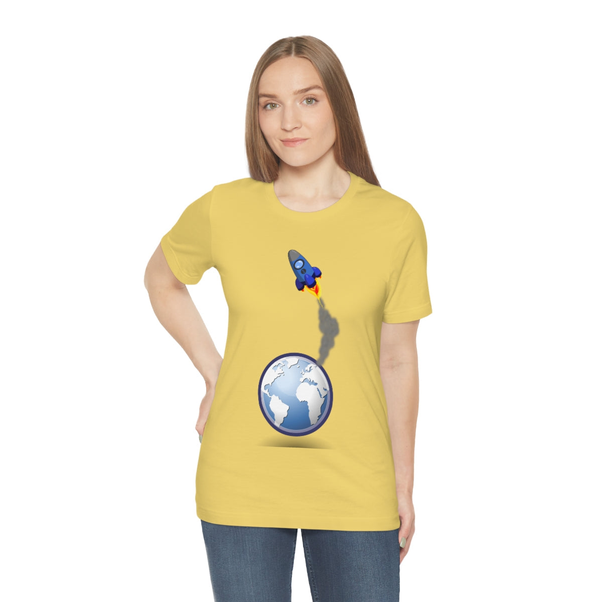 Space Ship Earth Travel To The Universe Future Unisex Jersey Short Sleeve T-Shirt Ichaku [Perfect Gifts Selection]