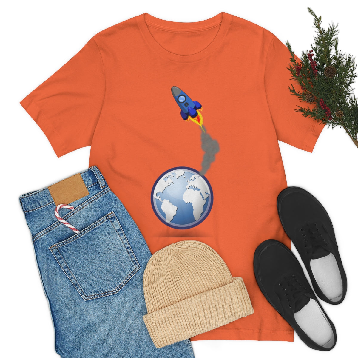 Space Ship Earth Travel To The Universe Future Unisex Jersey Short Sleeve T-Shirt Ichaku [Perfect Gifts Selection]