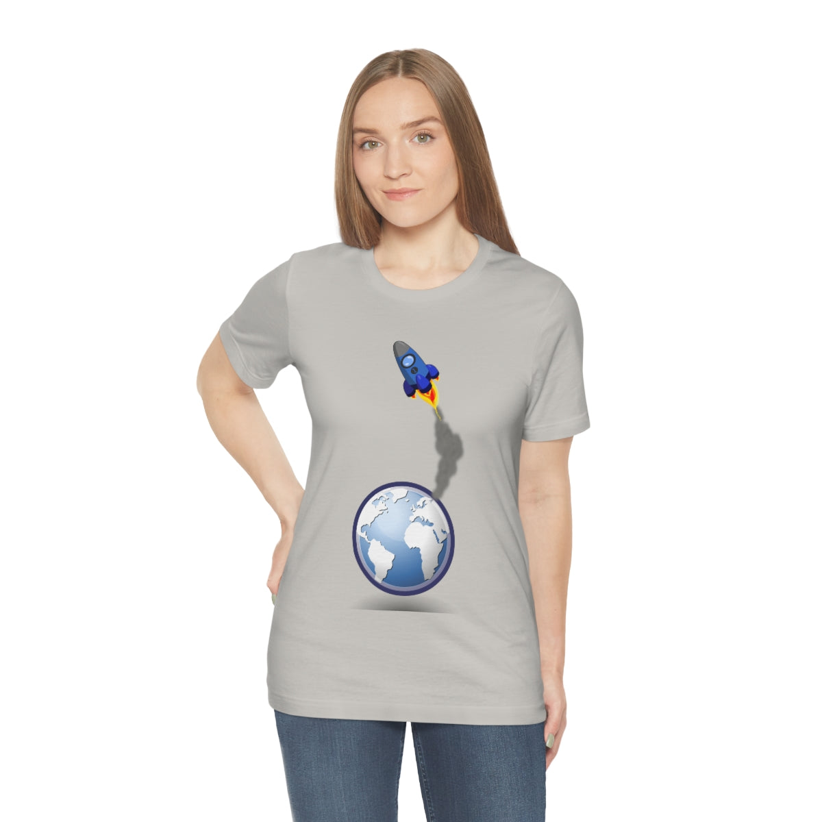 Space Ship Earth Travel To The Universe Future Unisex Jersey Short Sleeve T-Shirt Ichaku [Perfect Gifts Selection]