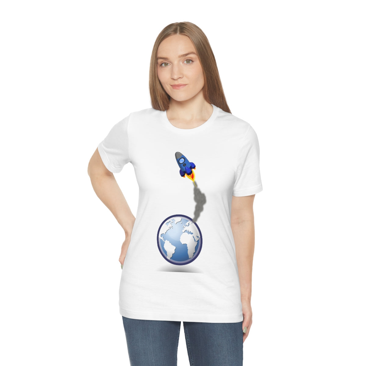 Space Ship Earth Travel To The Universe Future Unisex Jersey Short Sleeve T-Shirt Ichaku [Perfect Gifts Selection]