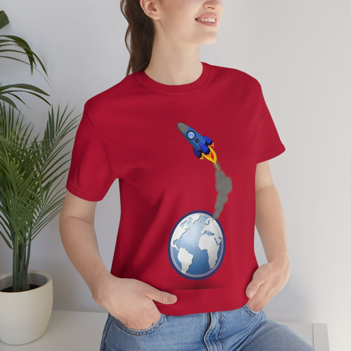 Space Ship Earth Travel To The Universe Future Unisex Jersey Short Sleeve T-Shirt Ichaku [Perfect Gifts Selection]