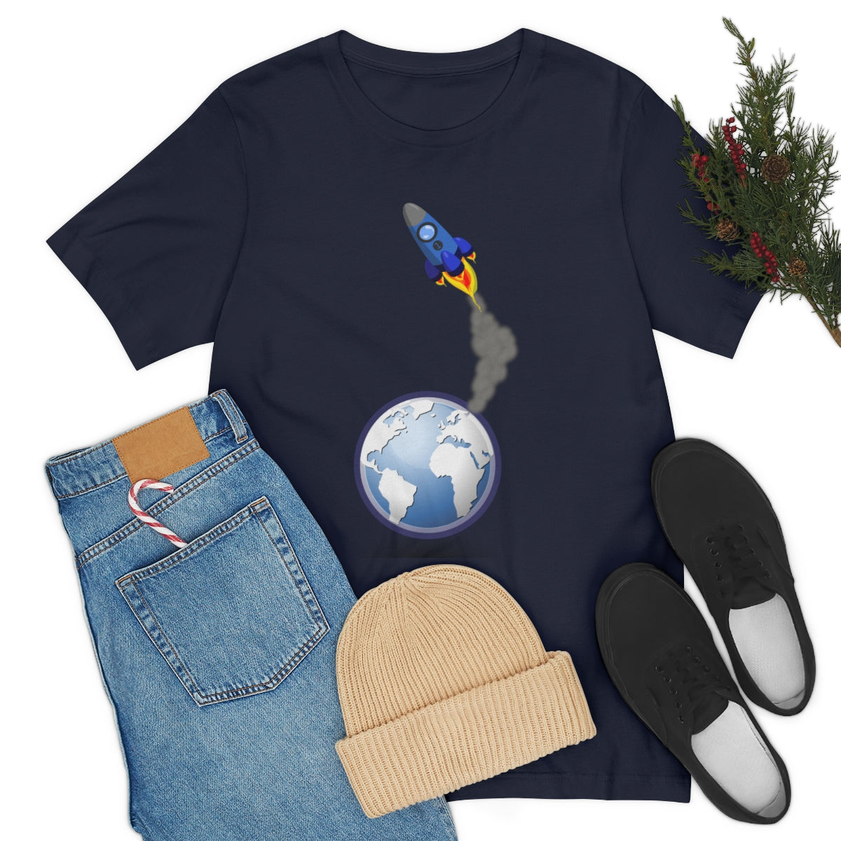 Space Ship Earth Travel To The Universe Future Unisex Jersey Short Sleeve T-Shirt Ichaku [Perfect Gifts Selection]