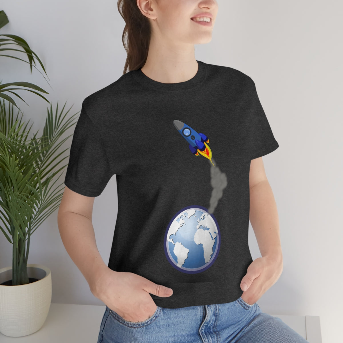 Space Ship Earth Travel To The Universe Future Unisex Jersey Short Sleeve T-Shirt Ichaku [Perfect Gifts Selection]