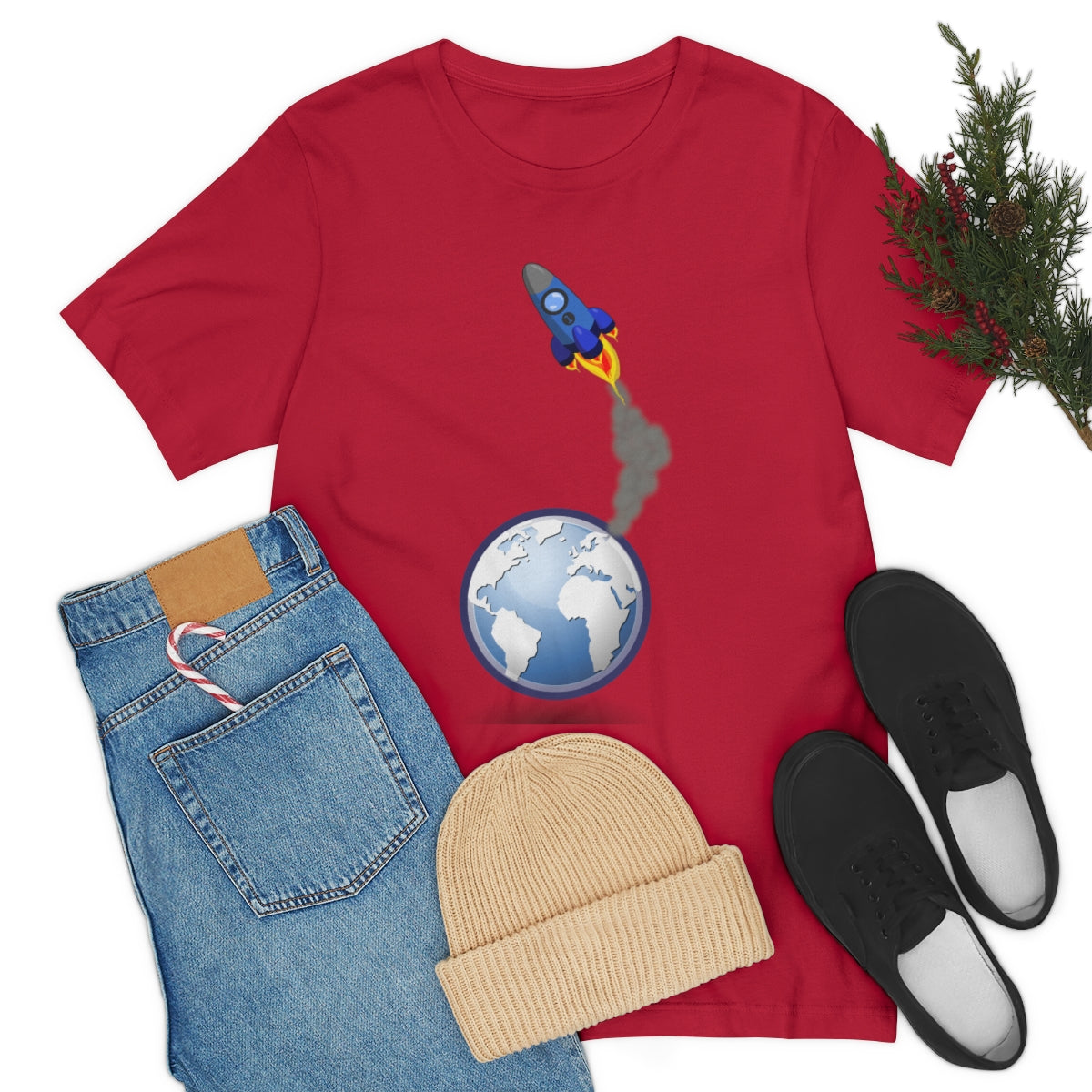 Space Ship Earth Travel To The Universe Future Unisex Jersey Short Sleeve T-Shirt Ichaku [Perfect Gifts Selection]