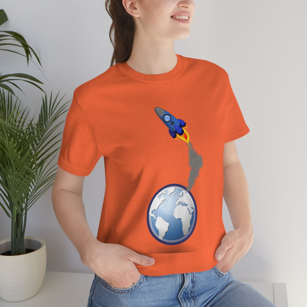 Space Ship Earth Travel To The Universe Future Unisex Jersey Short Sleeve T-Shirt Ichaku [Perfect Gifts Selection]