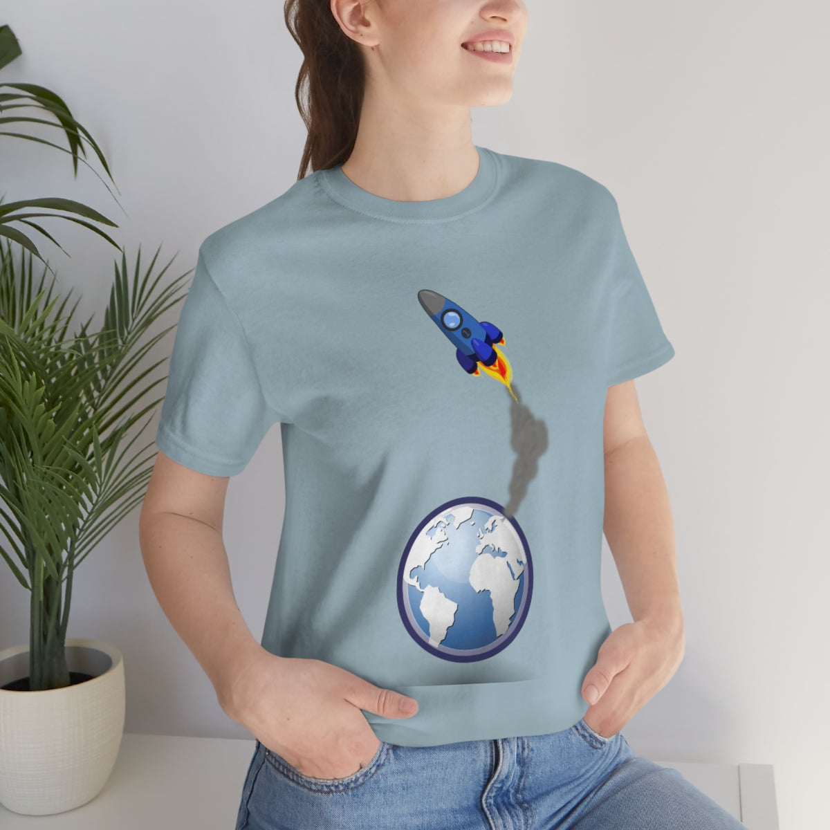 Space Ship Earth Travel To The Universe Future Unisex Jersey Short Sleeve T-Shirt Ichaku [Perfect Gifts Selection]