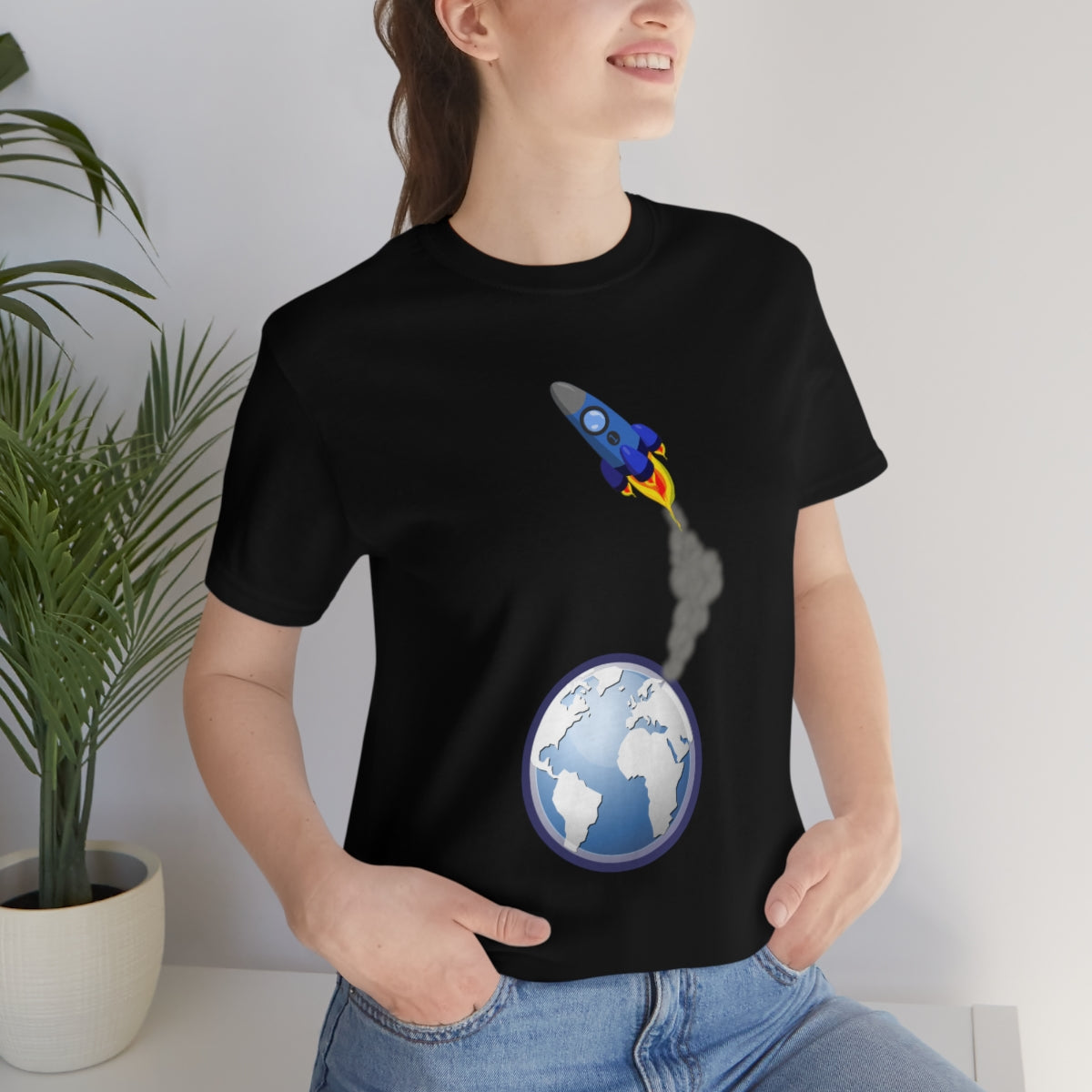 Space Ship Earth Travel To The Universe Future Unisex Jersey Short Sleeve T-Shirt Ichaku [Perfect Gifts Selection]