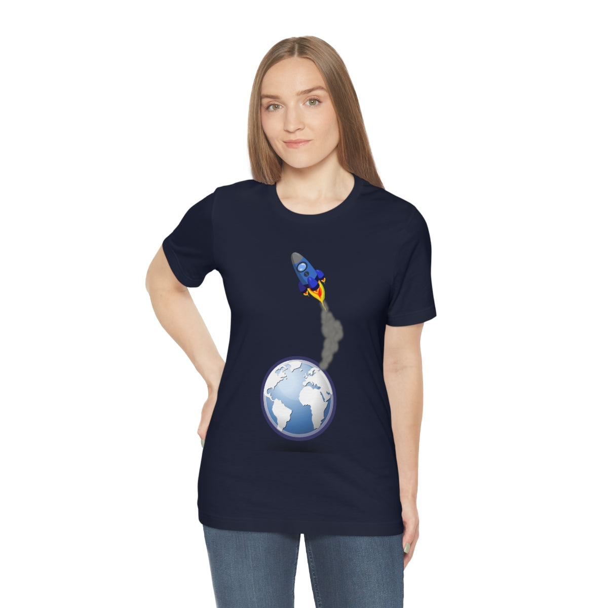 Space Ship Earth Travel To The Universe Future Unisex Jersey Short Sleeve T-Shirt Ichaku [Perfect Gifts Selection]