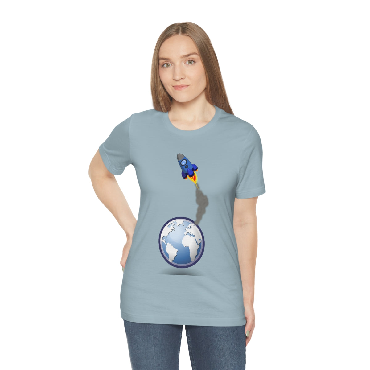 Space Ship Earth Travel To The Universe Future Unisex Jersey Short Sleeve T-Shirt Ichaku [Perfect Gifts Selection]