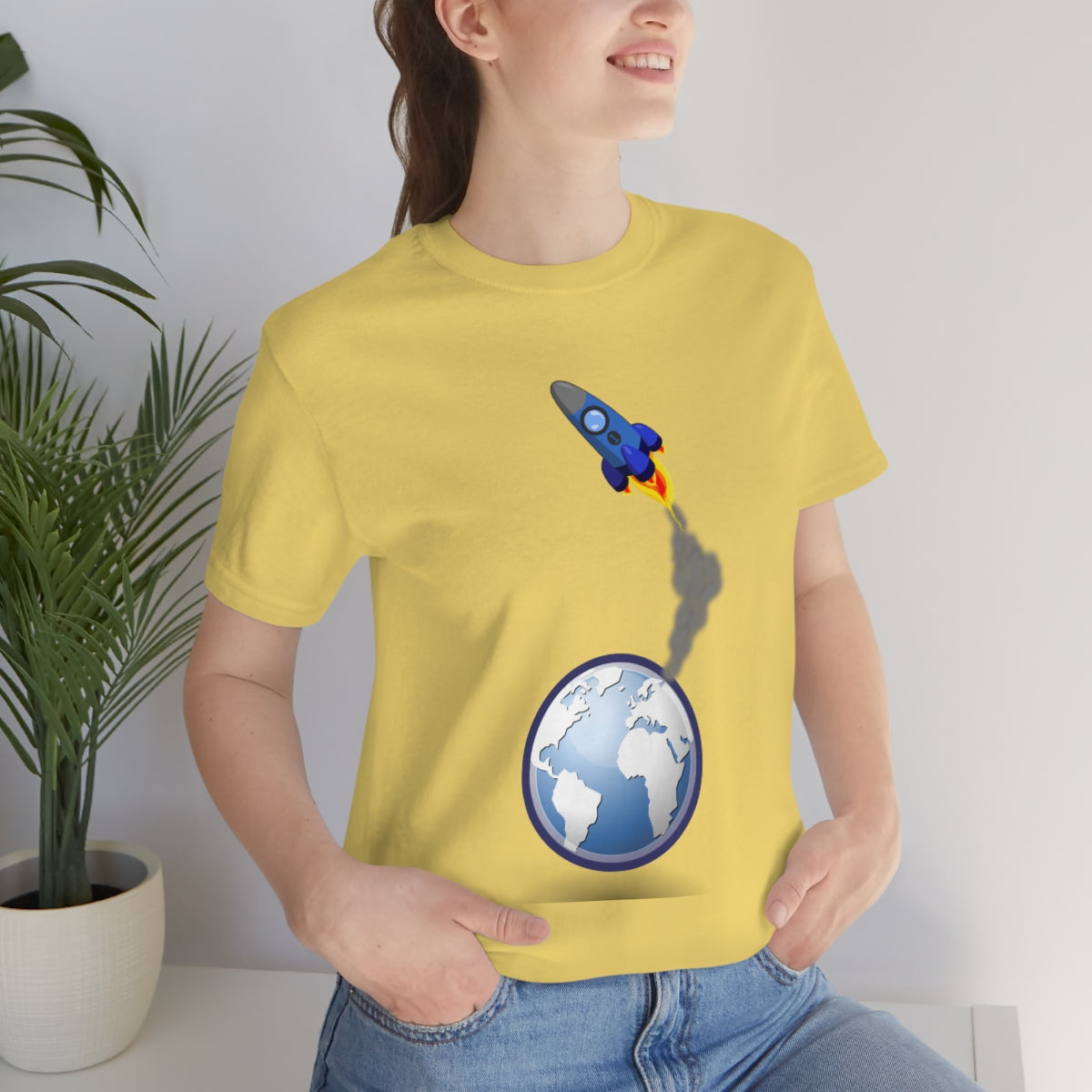 Space Ship Earth Travel To The Universe Future Unisex Jersey Short Sleeve T-Shirt Ichaku [Perfect Gifts Selection]