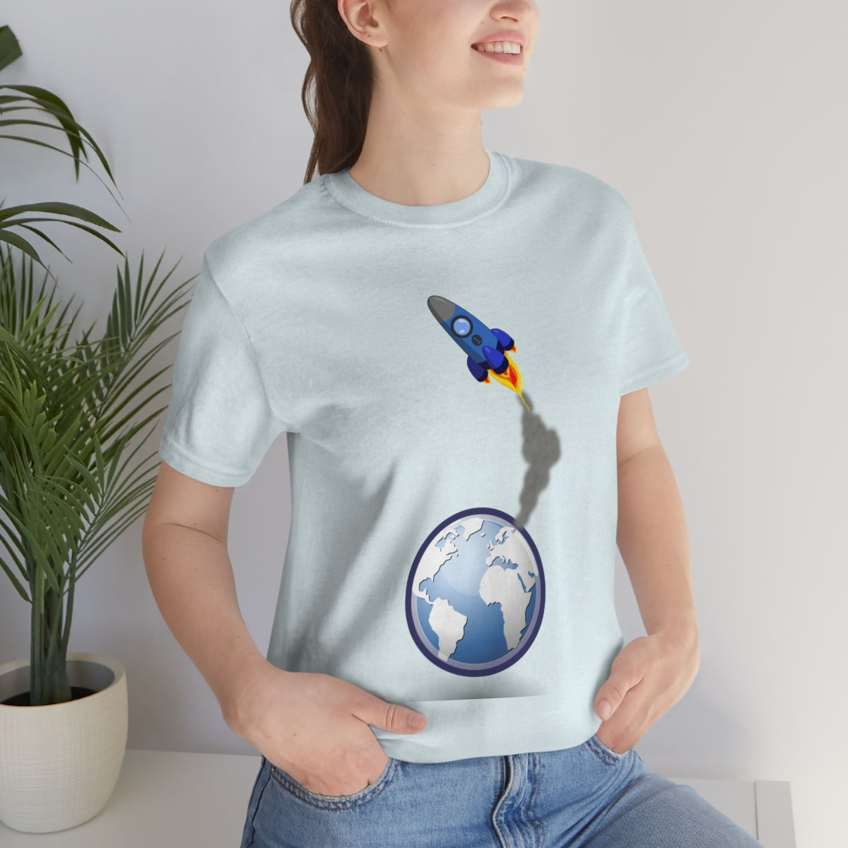 Space Ship Earth Travel To The Universe Future Unisex Jersey Short Sleeve T-Shirt Ichaku [Perfect Gifts Selection]