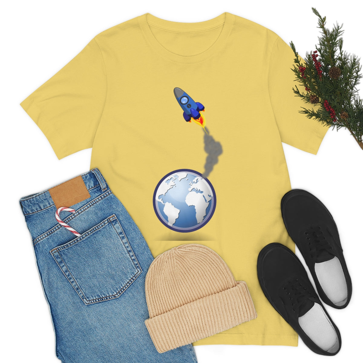 Space Ship Earth Travel To The Universe Future Unisex Jersey Short Sleeve T-Shirt Ichaku [Perfect Gifts Selection]