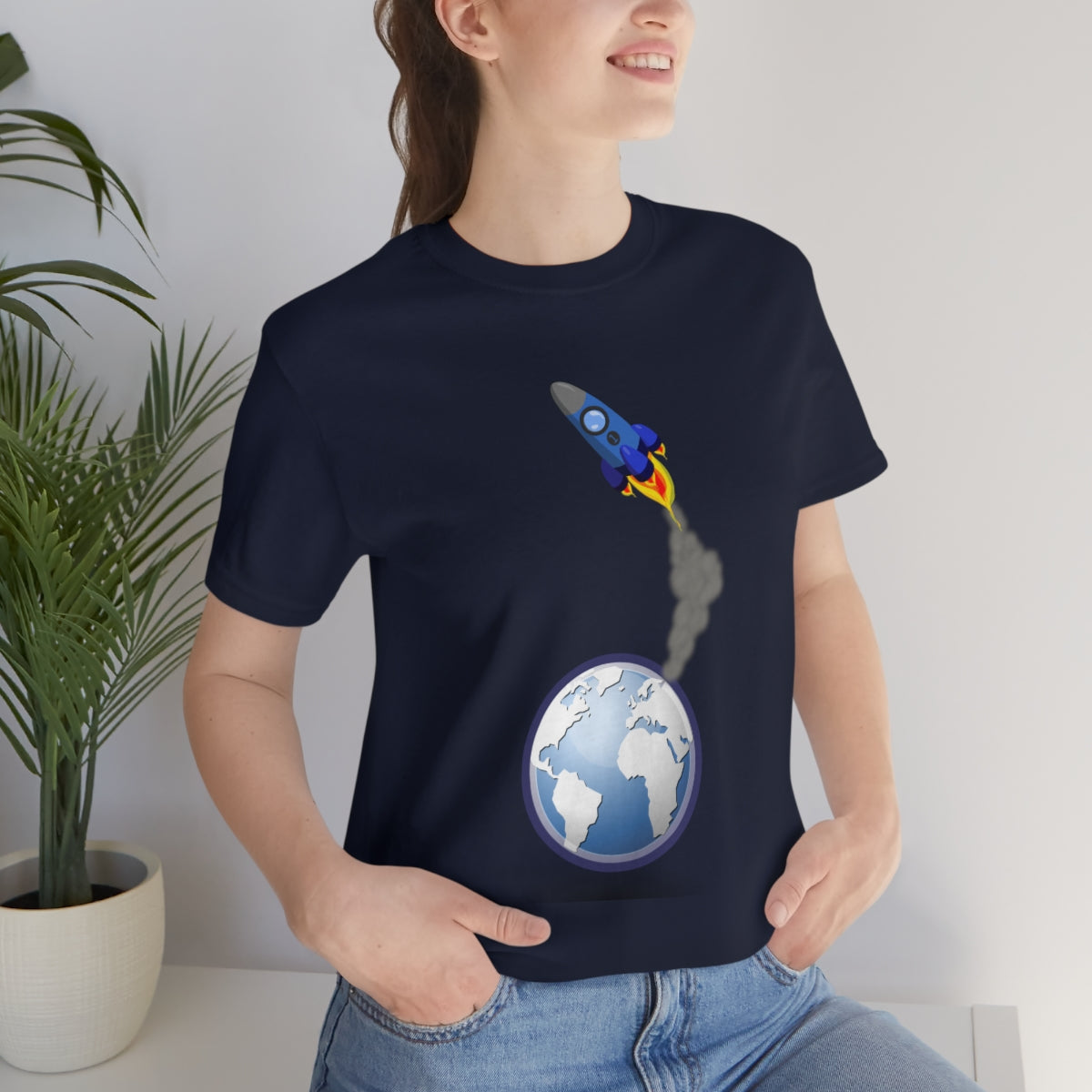 Space Ship Earth Travel To The Universe Future Unisex Jersey Short Sleeve T-Shirt Ichaku [Perfect Gifts Selection]