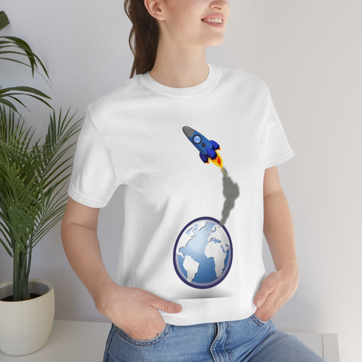 Space Ship Earth Travel To The Universe Future Unisex Jersey Short Sleeve T-Shirt Ichaku [Perfect Gifts Selection]