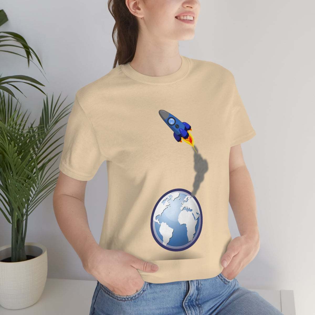 Space Ship Earth Travel To The Universe Future Unisex Jersey Short Sleeve T-Shirt Ichaku [Perfect Gifts Selection]