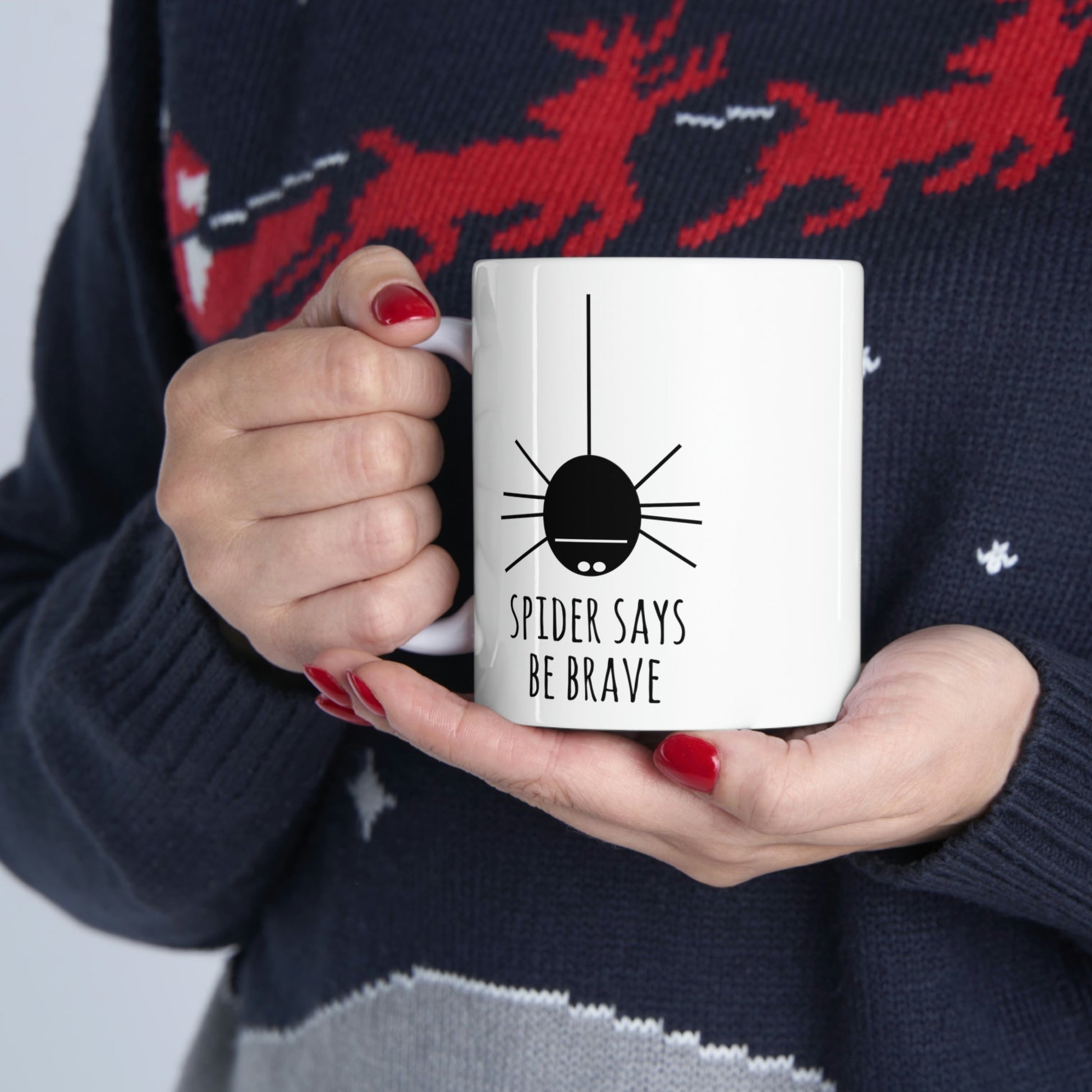 Spider Says Be Brave Ceramic Mug 11oz Ichaku [Perfect Gifts Selection]